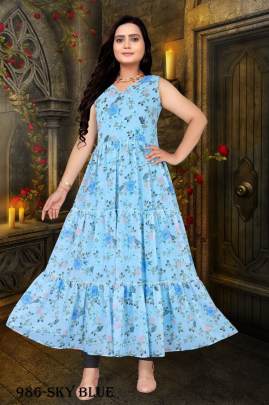 GEORGETTE GOWN WITH DIGITAL PRINT