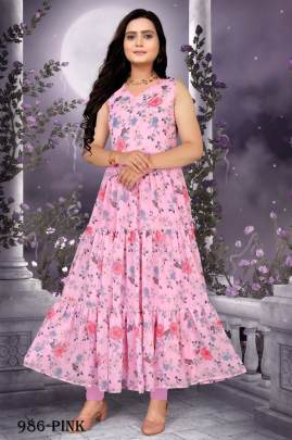 GEORGETTE GOWN WITH DIGITAL PRINT