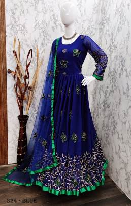 GEORGETTE GOWN WITH EMBROIDERY