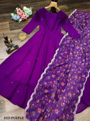 BUTTI WORK DUPATTA WITH GOWN